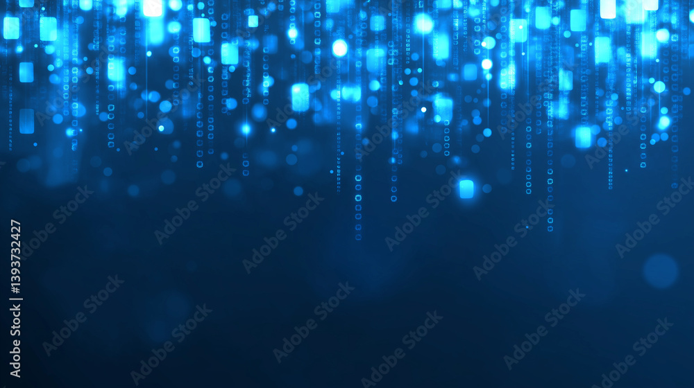 Poster abstract blue shimmering lights: a captivating background composed of countless shimmering blue part