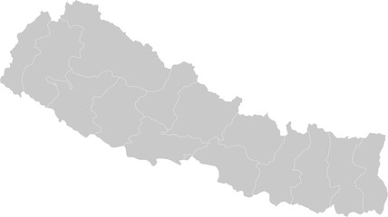 Nepal administrative vector map with level 1 region boundaries – PPT-compatible & fully editable by region