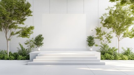 Modern outdoor stage with greenery