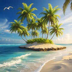 tropical beach with coconut palm trees