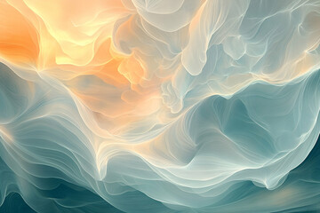 Fototapeta premium A soft, ethereal abstract landscape of flowing, translucent layers.