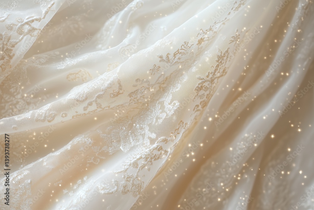 Aufkleber delicate moonlight lace fabric with intricate patterns and soft, shimmering sparkles. the fabric app