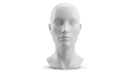 White Mannequin Head Isolated on White Background for Display Purposes