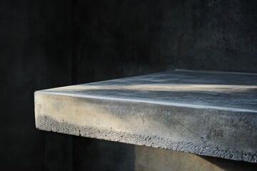 Close up showing the edge of a concrete shelf