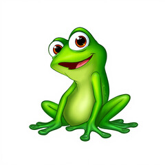 Minimalist Frog Character in Playful Pose on Clean White
