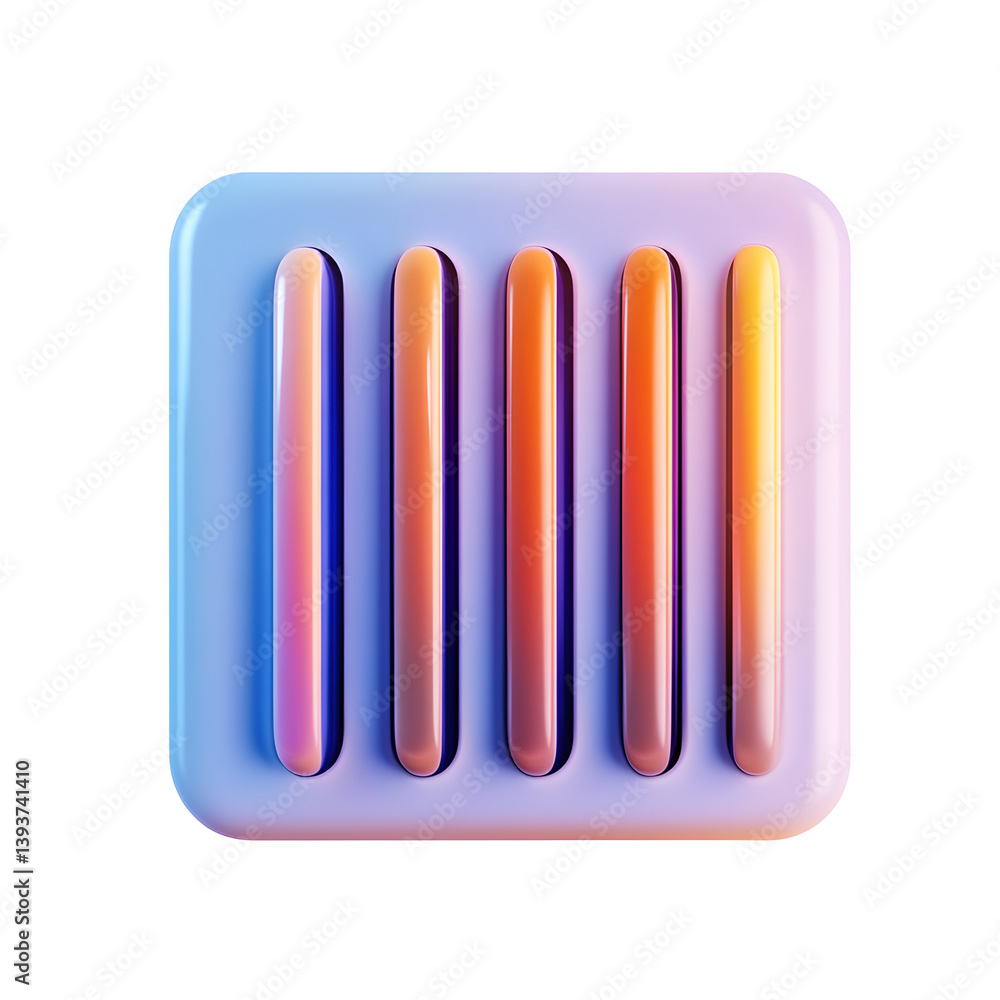 Poster abstract multicolored gradient test tubes arranged in a rectangular frame.