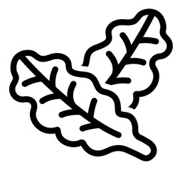 Two leafy greens icon representing fresh vegetables drawn in a bold clean line style.