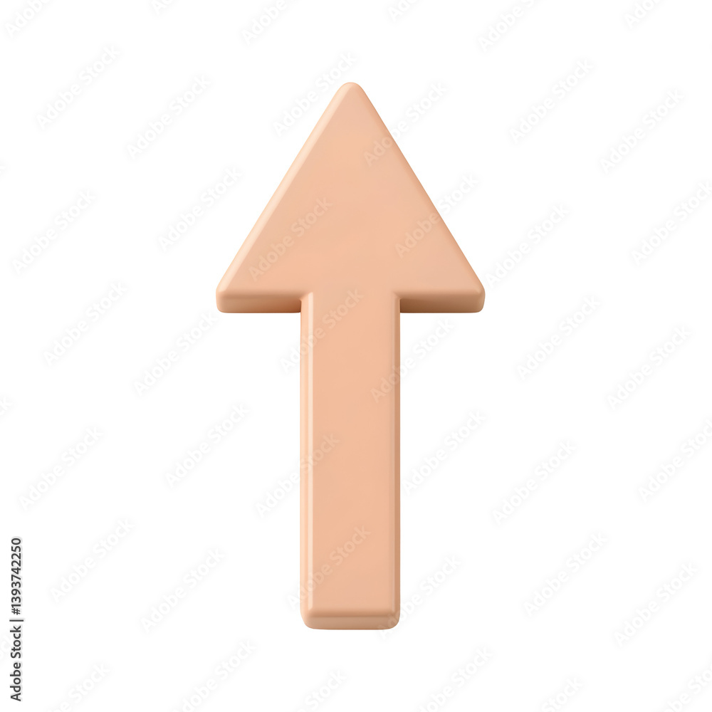 Poster a three-dimensional upward pointing arrow graphic.