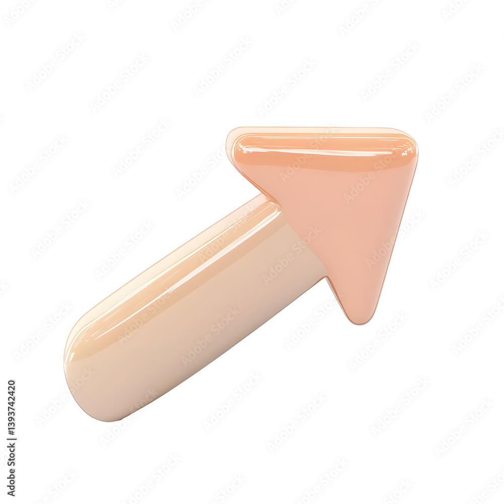 Poster a 3d rendering of a light beige upward pointing arrow.
