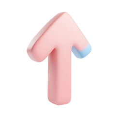 A vibrant, upward-pointing arrow design in pastel pink and light blue.