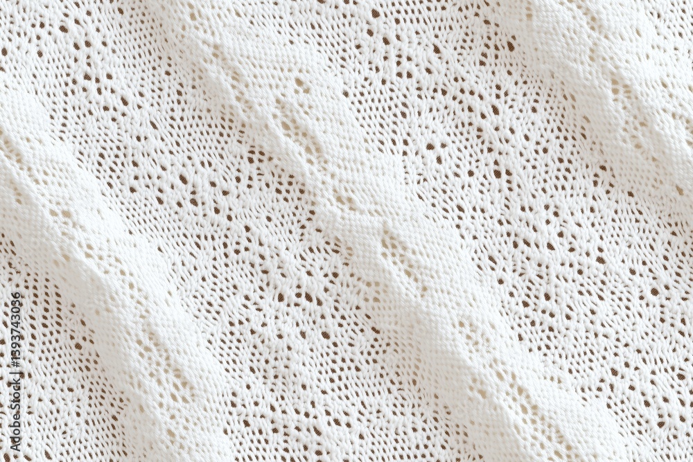 Poster seamless delicate white knitted pointelle lace fabric with intricate patterns and textures. the fabr