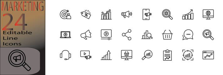 Marketing  icon set cannot be edited already expanded and merged