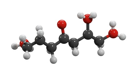 Ball and Stick Molecular Model of Citric Acid on White Background