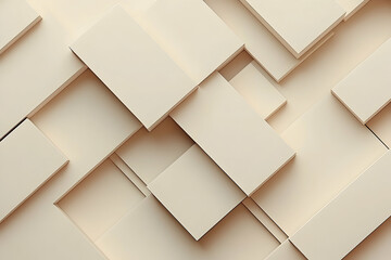 Obraz premium Abstract geometric pattern of overlapping beige squares.