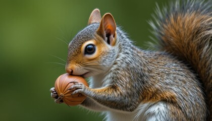 Obraz premium squirrel eating nut