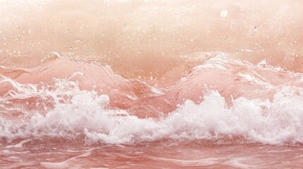 Fototapeta premium A serene image of soft pink ocean waves gently crashing on a shore.