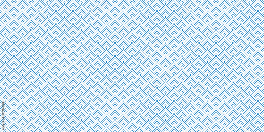 Poster abstract overlapping vector abstract pattern wave lines fabric blue square line background. seamless
