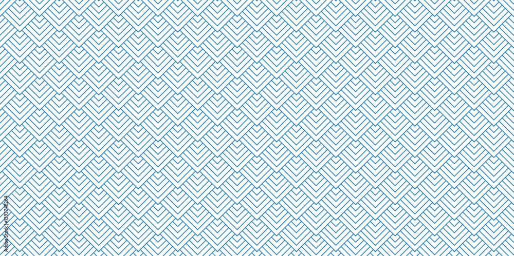 Poster abstract overlapping vector abstract pattern wave lines fabric blue square line background. seamless