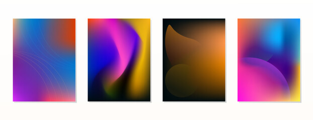 Fototapeta premium SET GRADIENT MESH FLUID BLURRED COLOR . POSTER BACKGORUND DESIGN WITH COPY SPACE AREA VECTOR TEMPLATE GOOD FOR POSTER, WALLPAPER, COVER, FRAME, FLYER, SOCIAL MEDIA 