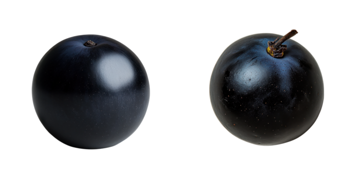 Black Fruits on White Background Perfect for Food and Nutrition Themes