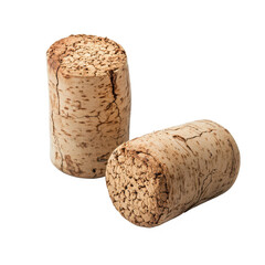 Wine and champagne corks isolated on white background for celebration or beverage concepts