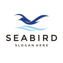 Flying seagull logo design template vector
