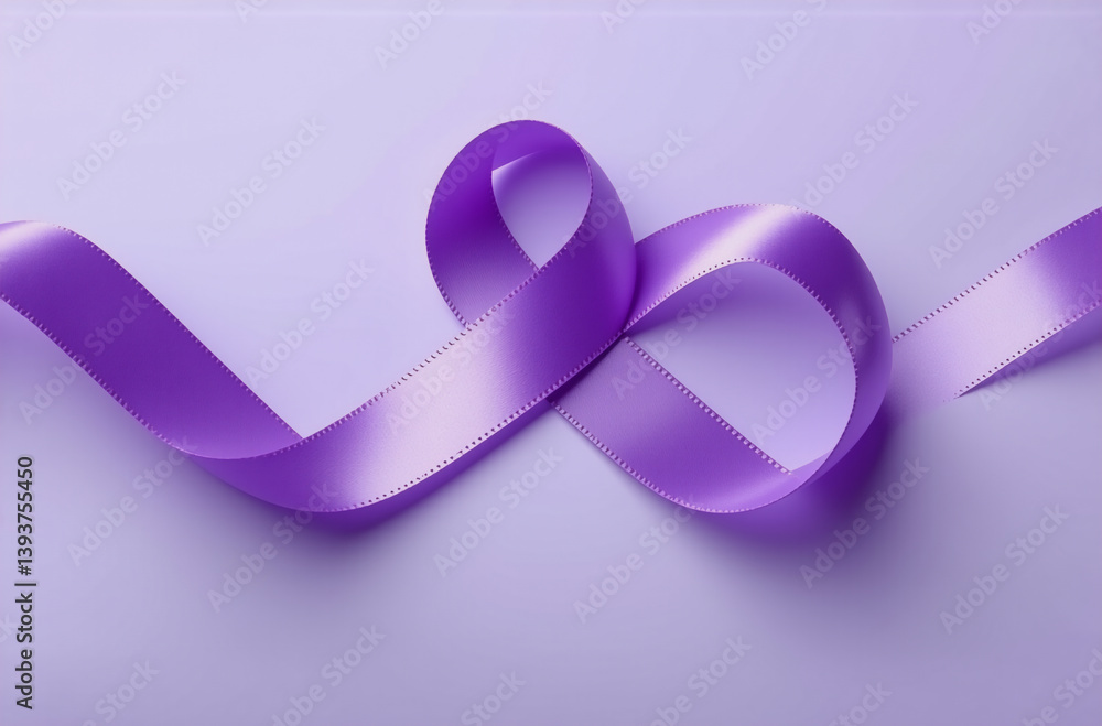 Poster a smooth purple ribbon elegantly curves across a matching light purple surface, creating a soft and 