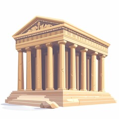 Obraz premium Ancient Greek Temple Architecture: Marble Columns & Classical Artistry in 3D Illustration