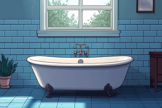 Vintage Xco Urban Intimate Bathroom Ideation with Clawfoot Tub & Blue Tiles &ndash; Tranquil Modern Minimalist Home Spa 