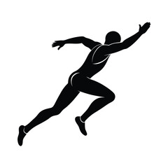 Long Jump Athlete Icon on White Background