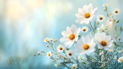 Spring action of delicate white flower flora in nature scenic background peaceful viewpoint