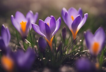 spring crocus purple flower growth space climate aroma plant easter beautiful beauty blue seasonal leaf floral grass perfume ground light saffron garden natural isolated season background border