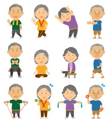 高齢者シニア男女運動セット_ウォーキングヨガストレッチチューブダンベル