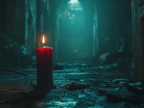 Candlelit Abandoned Hallway - Powered by Adobe