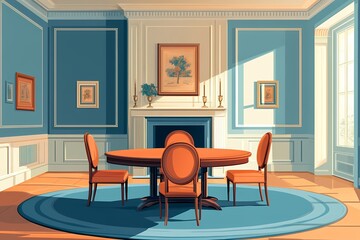 Elegant Modern Room Decor with Blue Wall Art and Stylish Furniture | Interior Design for a Comfortable and Inviting Space