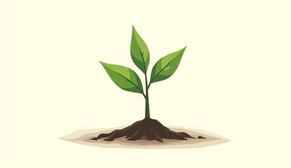young plant growing from soil, Generative AI