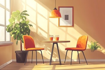 Modern Home Interior Design with Cozy Minimalist Decor and Elegant Furniture in Sunlit Living Room