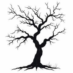 Silhouette of a Dead Tree: Vector Illustration of Bare, Twisted Branches for Nature Art & Halloween Decor