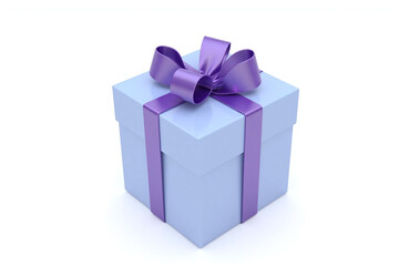 Obraz premium blue gift box with a purple ribbon tied around it
