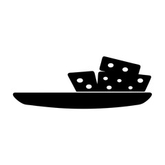 A Simple Black and White Illustration of Dice on a Plate