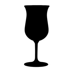 Silhouette of a stemmed wine glass or cocktail glass on white background