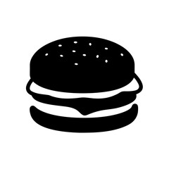 A Delicious Black and White Hamburger Icon Illustration Graphic