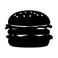 A Delicious Double Cheeseburger Icon in Black Silhouette