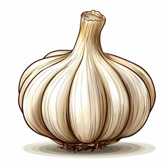 Fresh Organic Garlic Bulb Illustration: Culinary Spice and Herb for Healthy Cooking