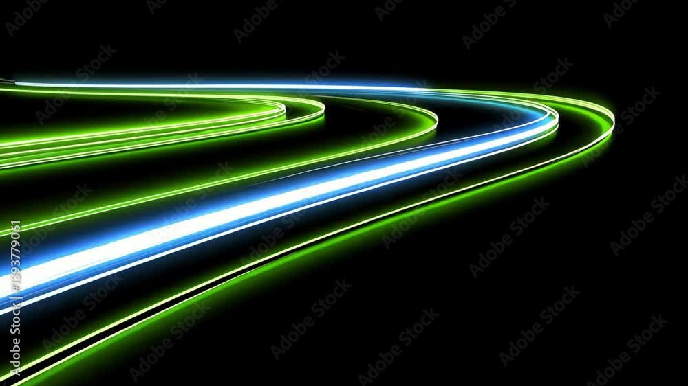Poster dynamic energy of glowing light trails an abstract background of green and blue movement, creating v