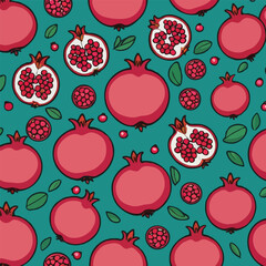 Pomegranate Fruit Seamless Pattern