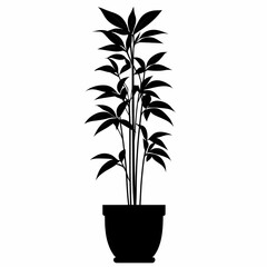 Modern Minimalist Interior with Elegant Greenery: Bamboo Houseplants for Vibrant Eco-Friendly Room Decor