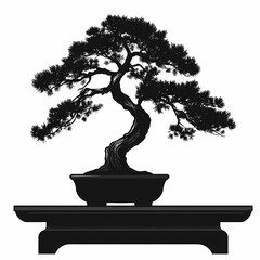 Minimalist Bonsai Tree Illustration: Embrace Zen and Serenity in Asian-Inspired Home Decor