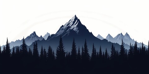 Majestic Mountain Range Silhouettes: Scenic Nature Landscape for Outdoor Adventure and Tranquil Exploration