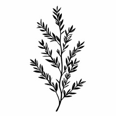 Leaf Branch Illustration - Botanical Silhouette Design for Nature-Themed Decor